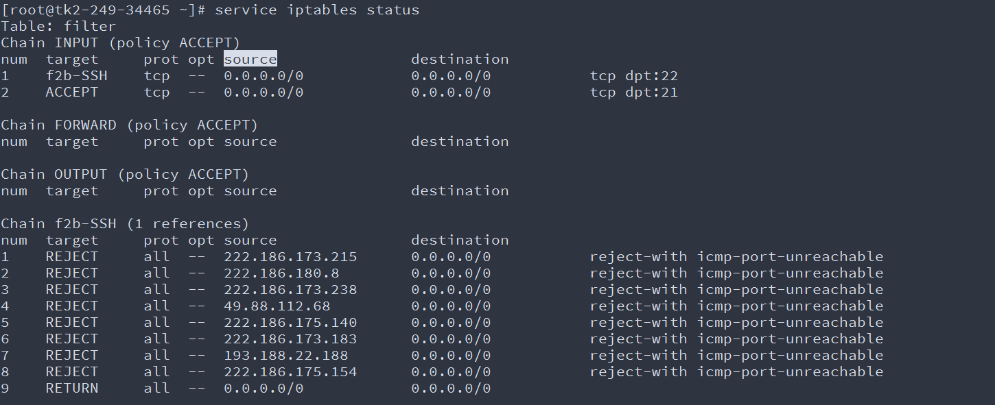 iptables SSH 规则链