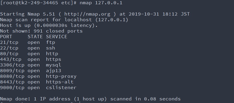 nmap 扫描本地端口