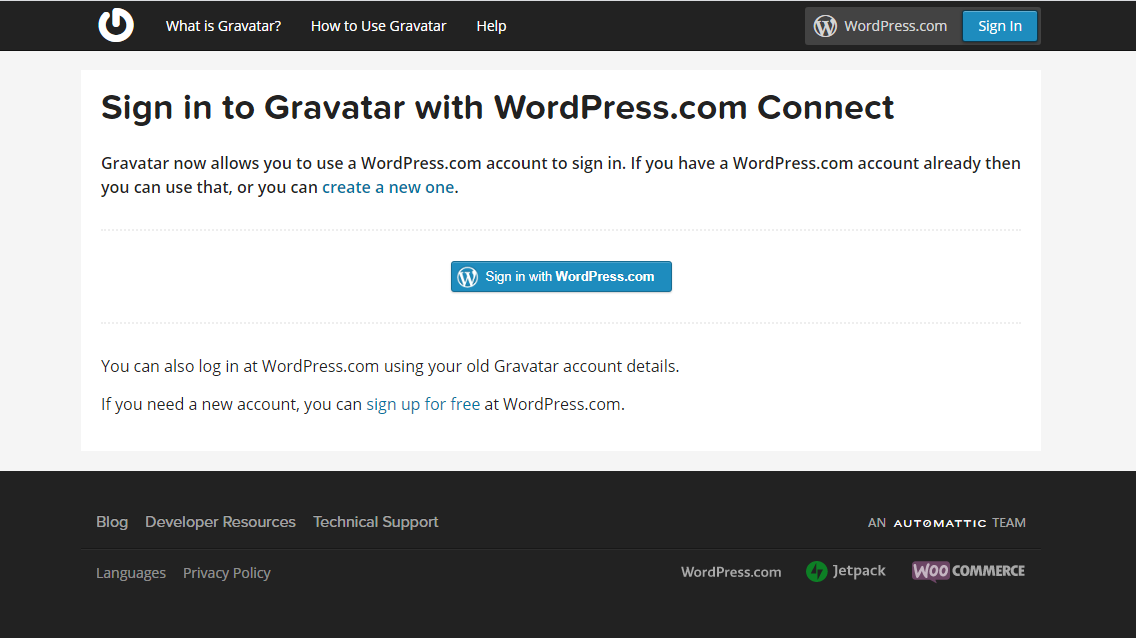 Sign in to Gravatar with WordPress.com Connect